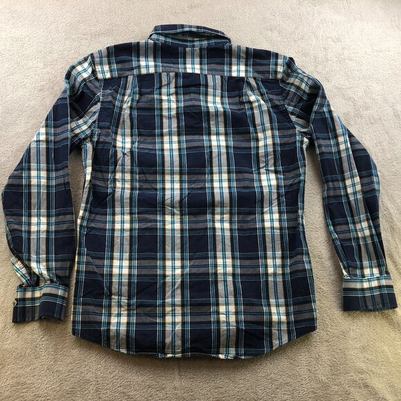 George Mens Shirt Small Plaid Long Sleeve Classic Fit Button Down Casual Blue - Picture 11 of 11